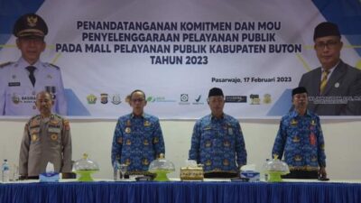 Buka Mall Pelayanan Publik, Pj. Bupati Buton Teken MoU dengan Lembaga Vertikal dan Instansi terkait,