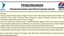 Direktur Bank Bahteramas Buton Umumkan Perubahan Nama dan Bentuk Badan Hukum Usaha, Semula PD Menjadi PT